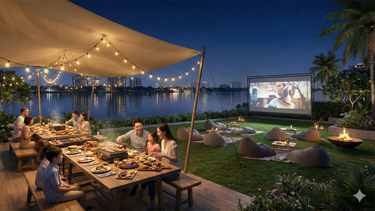 Tiện ích nội khu Khu BBQ và xem phim ngoài trời tại Masteri Thanh Đa Peninsula